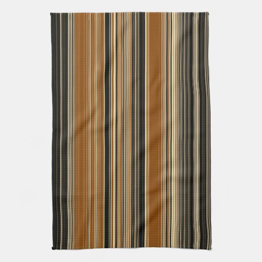 Zadelbruin en zwart gestreept patroon theedoek (Verticaal)