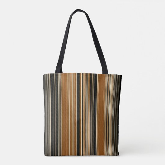 Zadelbruin en zwart gestreept patroon tote bag (Achterkant)
