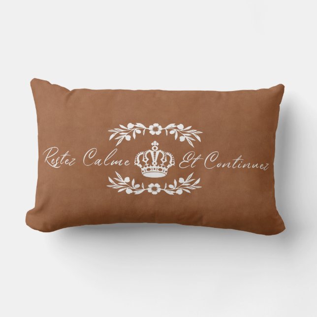 zadelbruin wit schrift Frans Calm Carry on Kussen (Voorkant)