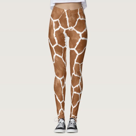 Zadelbruine huidpatroon van giraffe ID1152 Leggings (Voorkant)