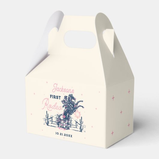 Zadelen Eerste Rodeo Cowboy Verjaardag Bedankdoosjes (Voorkant Zijde)