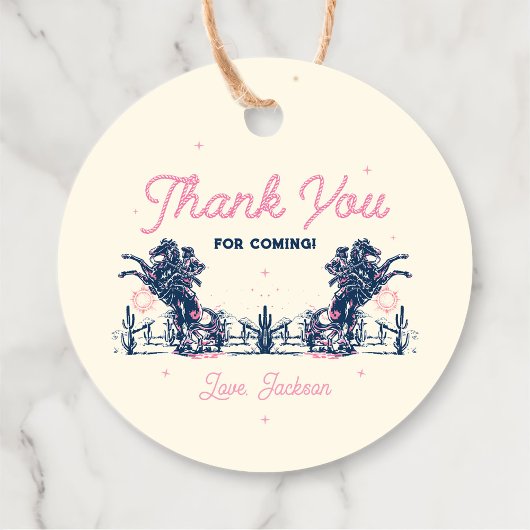 Zadelen Eerste Rodeo Cowboy Verjaardag Bedankjes Labels