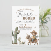 Zadelen eerste Rodeo verjaardag Kaart (Staand voorkant)