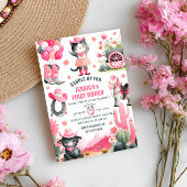 Zadelen Eerste Rodeo Westerne Cowgirl Verjaardag Kaart