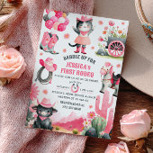 Zadelen Eerste Rodeo Westerne Cowgirl Verjaardag Kaart