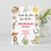 Zadelen eerste Rodeo Wild West verjaardag Kaart (Staand voorkant)