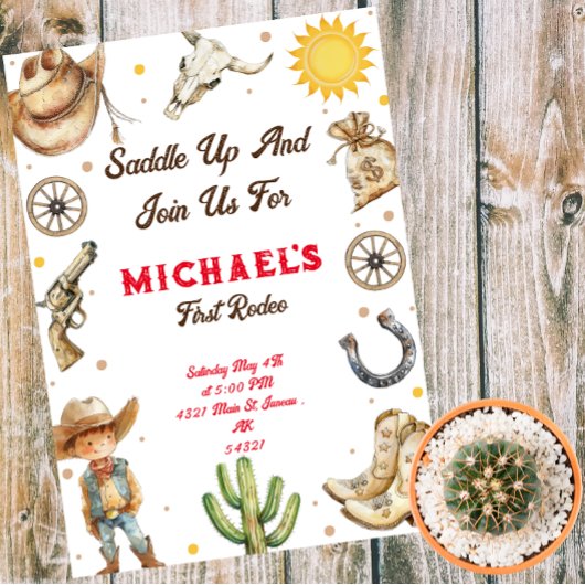 Zadelen eerste Rodeo Wild West verjaardag Kaart