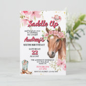Zadelen Meisjes Western Verjaardag Kaart (Staand voorkant)