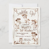 Zadelen op 1e Rodeo Herd Ponies Cowboy Verjaardag Kaart (Voorkant)