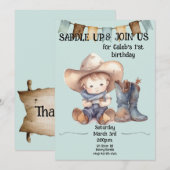 Zadelen op 1e verjaardag kleine cowboy kaart (Voorkant / Achterkant)