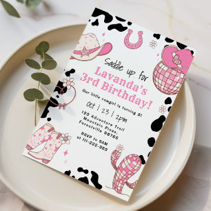 Zadelen op 3e verjaardagsfeestje meisje rodeo kaart