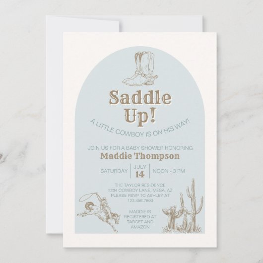 Zadelen op! Cowboy Baby shower Uitnodiging (Voorkant)