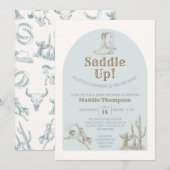 Zadelen op! Cowboy Baby shower Uitnodiging (Voorkant / Achterkant)