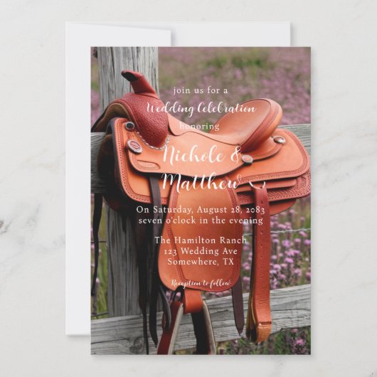 Zadelen op het hek bruiloft kaart (Voorkant)