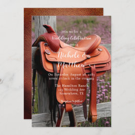 Zadelen op het hek bruiloft kaart