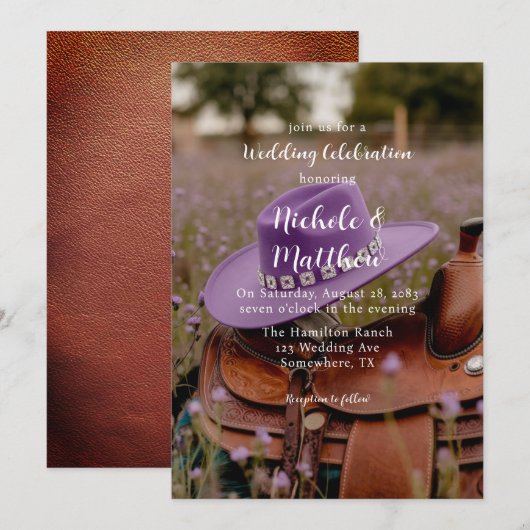 Zadelen op het hek met Pet bruiloft Kaart (Voorkant / Achterkant)