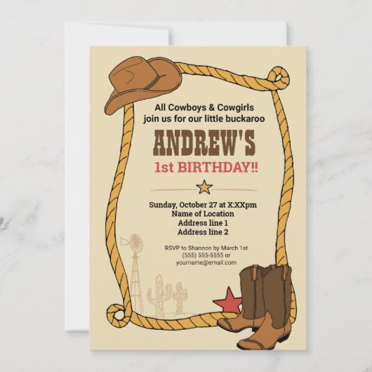 Zadelen op! Westerne Rodeo Cowboy verjaardagsfeest Kaart (Voorkant)
