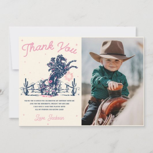 Zadelen Rodeo Cowboy Verjaardag Bedankt Card (Voorkant)
