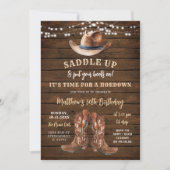 Zadelen Up Cowboy Boots Rustieke Verjaardag Hoedow Kaart (Voorkant)