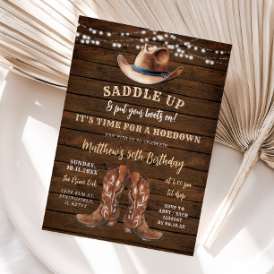 Zadelen Up Cowboy Boots Rustieke Verjaardag Hoedow Kaart