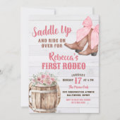 Zadelen Up Cowgirl Laarzen met Roze Bow Eerste Rod Kaart (Voorkant)