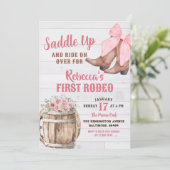 Zadelen Up Cowgirl Laarzen met Roze Bow Eerste Rod Kaart (Staand voorkant)