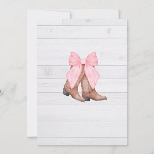 Zadelen Up Cowgirl Laarzen met Roze Bow Eerste Rod Kaart (Achterkant)