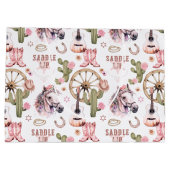 Zadelen Up Cowgirl Roze Westerne Gift Bag Groot Cadeauzakje (Achterkant)