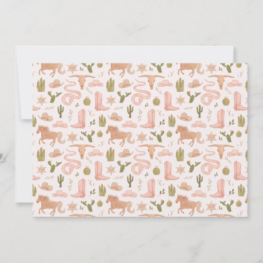 Zadelen Up Cowgirl Verjaardagsfeest Foto Kaart (Achterkant)