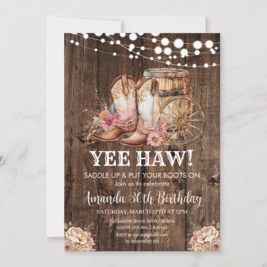 Zadelen Westerne Cowgirl Rustic 30ste verjaardag Kaart (Voorkant)