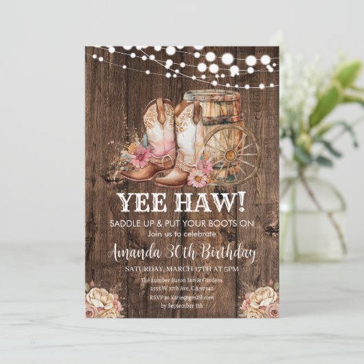 Zadelen Westerne Cowgirl Rustic 30ste verjaardag Kaart (Staand voorkant)