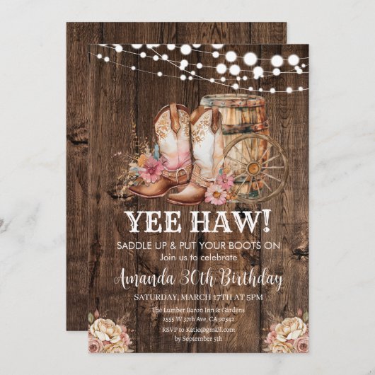 Zadelen Westerne Cowgirl Rustic 30ste verjaardag Kaart (Voorkant / Achterkant)