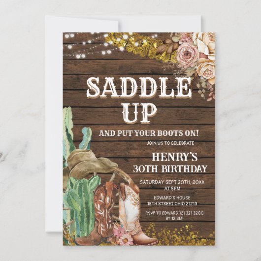 Zadelen Westerne verjaardag voor Man Kaart (Voorkant)