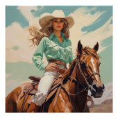 Zadelgestikt: Cowgirl Wall Art Perfect Poster (Voorkant)
