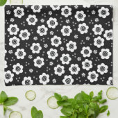 Zadelijke zwarte witte bloemen Handdoek (Gevouwen)