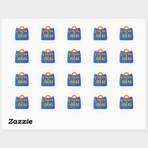 Zadelmakerij van ideeën in primaire kleuren ronde sticker