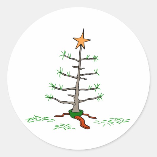 Zadelste kerstboom ronde sticker (Voorkant)