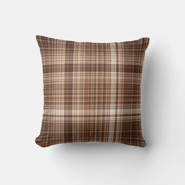 Zaden en noten Bruin Plaid Kussen (Voorkant)