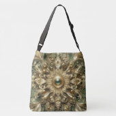 Zaden Metaalgroen Gouden Swirls Crossbody Tas (Achterkant)