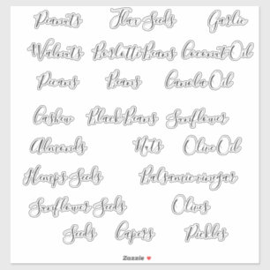 Zaden, Nuts Oils Pantry Storage Canister Labels
