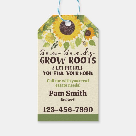 Zaden, Plant, Tuinieren, Roots, Realtor Pop-by Cadeaulabel (Voorkant)