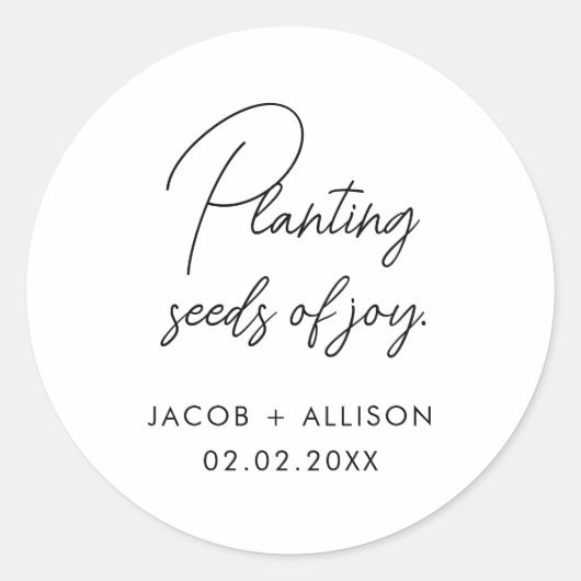Zaden van vreugde zaaien. zaden ronde sticker (Voorkant)