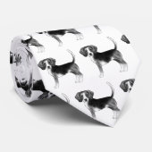 Zadig Patroon Van Een Beagle Hond In Zwart En Wit Stropdas (Opgerold)