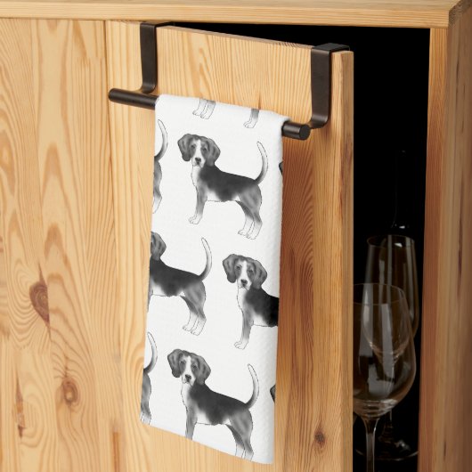 Zadig Patroon Van Een Beagle Hond In Zwart En Wit Theedoek (Derde Gevouwen)