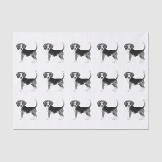 Zadig Patroon Van Een Beagle Hond In Zwart En Wit Tissuepapier (Voorkant)