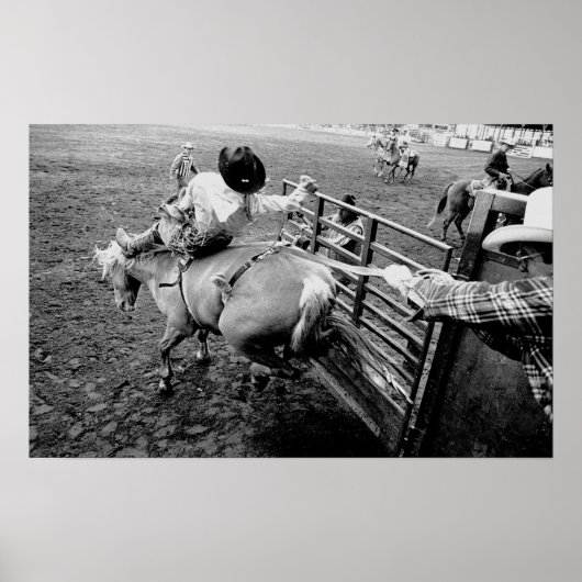 Zadle Bronc Rider, zwart-wit Poster (Voorkant)