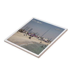 zAE048 DUBAI, strand in Jumeira, het Midden-Oosten Tegeltje
