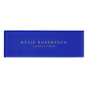 Zaffre Blauw Gouden Kleuren Professioneel Trendy M Naambadge