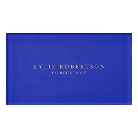 Zaffre Blauw Gouden Kleuren Professioneel Trendy M Naambadge (Voorkant)