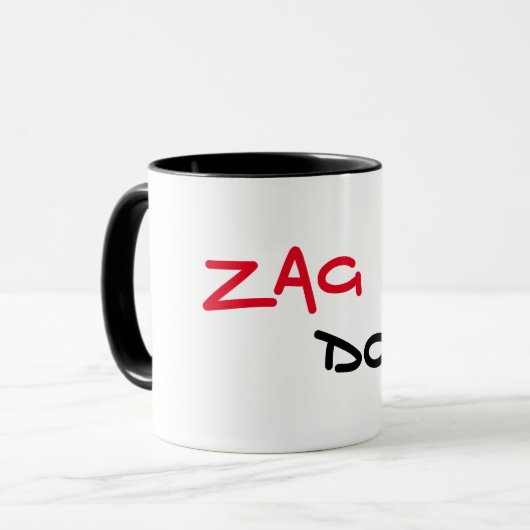 Zag Dog Zwarte Rand Koffie Mok (Voorkant links)